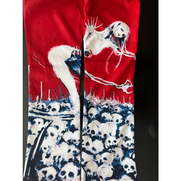 Catharsis Red Graphic Pants**Size 34** Ghost/Skull Print *NWT* - Picture 7 of 11